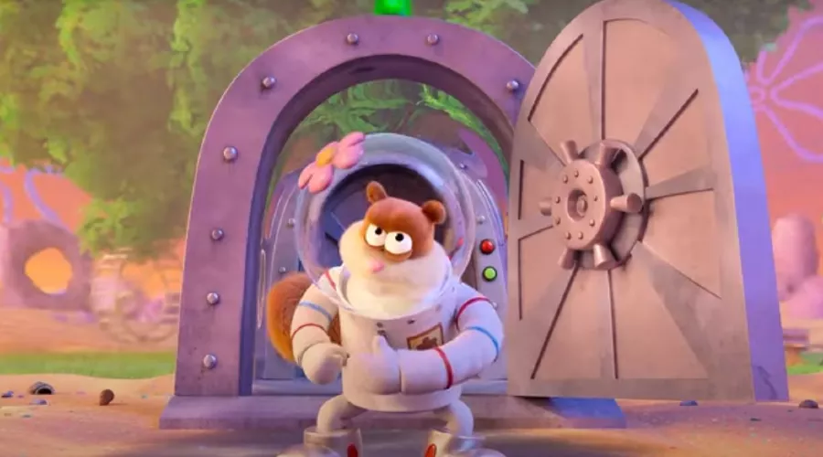 Кадр из трейлера к мультфильму «Спасти Бикини-Боттом: Фильм Сэнди Чикс» &copy;&nbsp;Скриншот видео с YouTube-канала Kinoman, www.youtube.com/channel/UC6A-Z0jDKemh9-CwGbj5yog