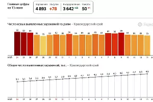 COVID-19 на Кубани. Цифры &copy;&nbsp;Скриншот страницы yandex.ru/covid19