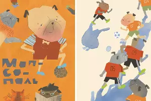 Иллюстрации к книге «Мопсополь» Натальи Мацко &copy;&nbsp;Коллаж из скриншотов фото с сайта planeta.ru