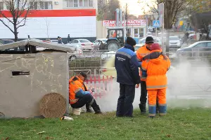 Порыв трубы на улице Ставропольской в Краснодаре &copy;&nbsp;Фото Дмитрия Пославского, Юга.ру