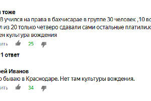 Мнения о водителях Кубани &copy;&nbsp;Скриншот со странички &laquo;Кубань на колесах&raquo;