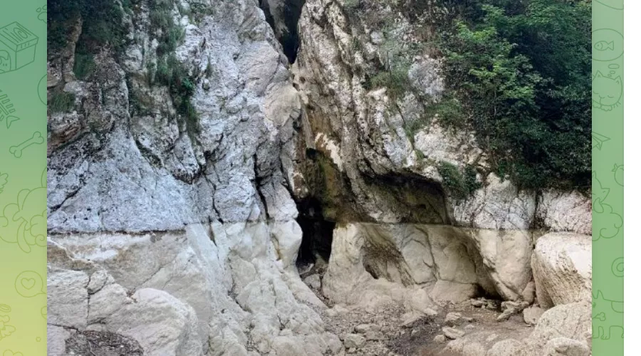 Пересохший Агурский водопад, 13 июля 2024 г. &copy;&nbsp;Скриншот публикации в телеграм-канале Сочинского национального парка, t.me/npsochi_official