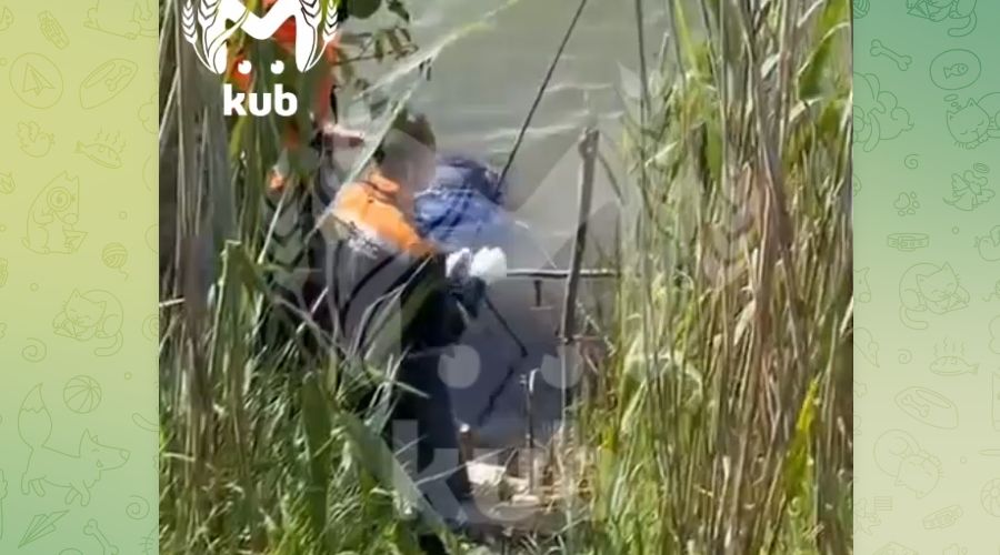 Спасатели вылавливают из реки Кочеты тело умершего рыбака, 20 мая 2023 г. © Скриншот телеграм-канала Kub Mash, T.me/kubmash