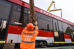 Новый трехсекционный трамвай "Витязь"  &copy;&nbsp;Елена Синеок, ЮГА.ру