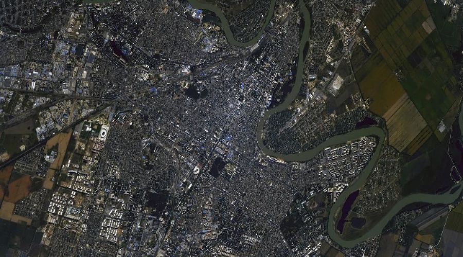 Краснодар из космоса © Фото из аккаунта Сергея Рязанского, twitter.com/SergeyISS